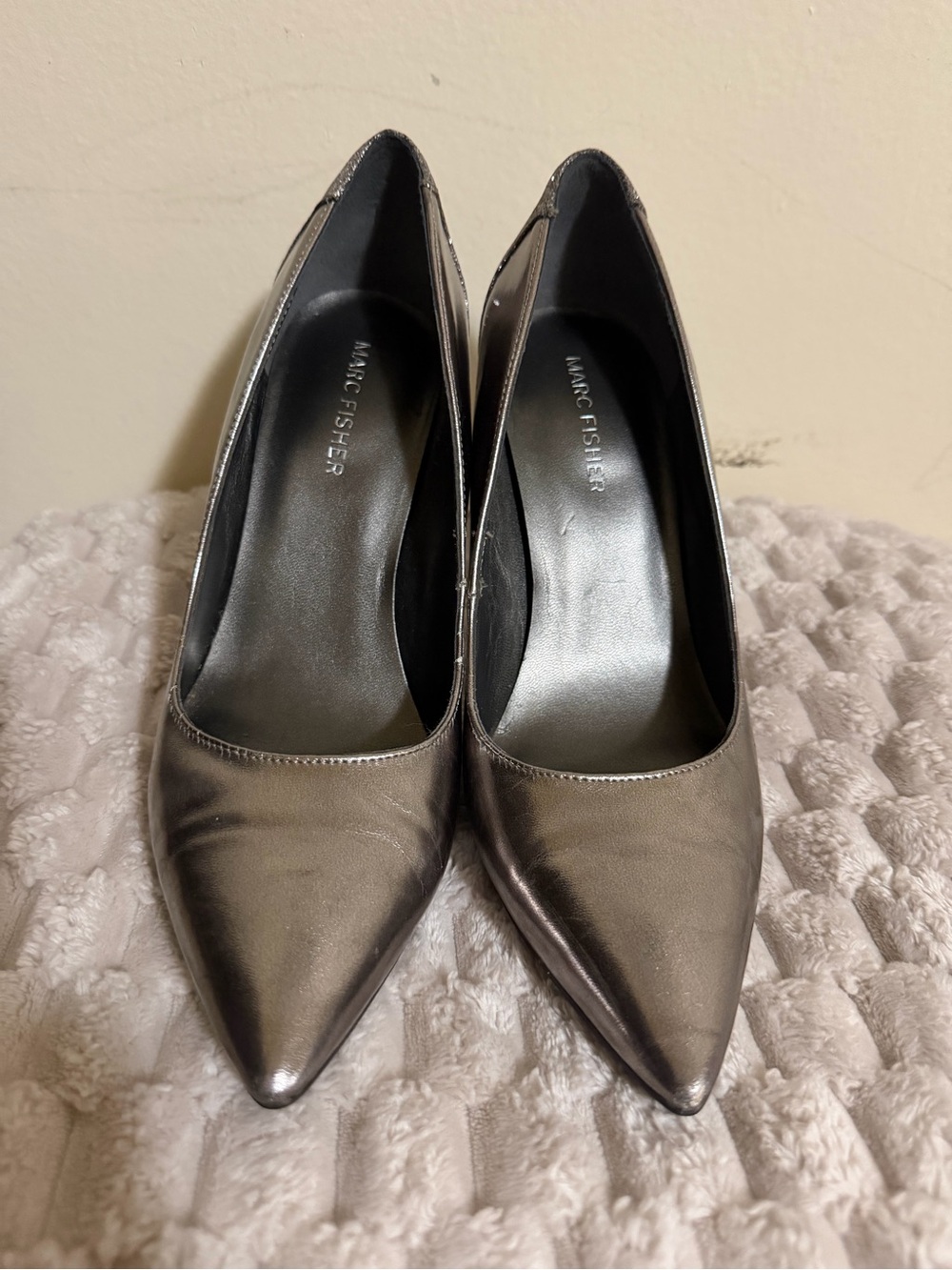Marc Fisher Metallic Silver Pointed-Toe Pumps